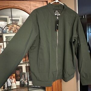 NEW NWT NICE! Green Bomber Jacket. Marked 2X, Fits Like Men’s Large /Women’s XL